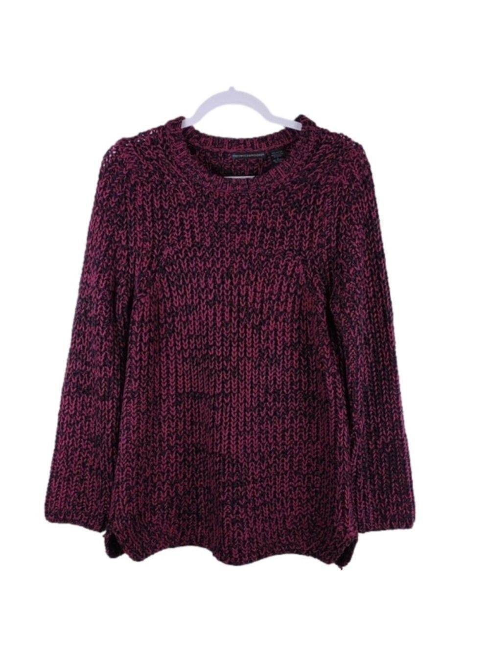 Preswick & Moore Burgundy Black Crew Neck Long Sleeve Pullover Knit Sweater Top